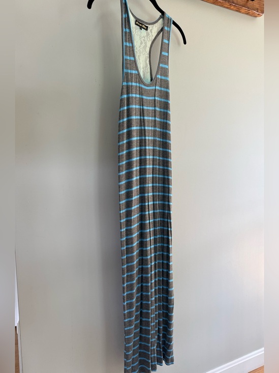 Ocean Blue Dresses & Skirts - Blue Striped Lace-Back Midi Dress – Size S